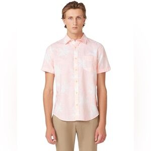 Ben Sherman Exploded Flower Print Short Sleeve Shirt in Light Pink